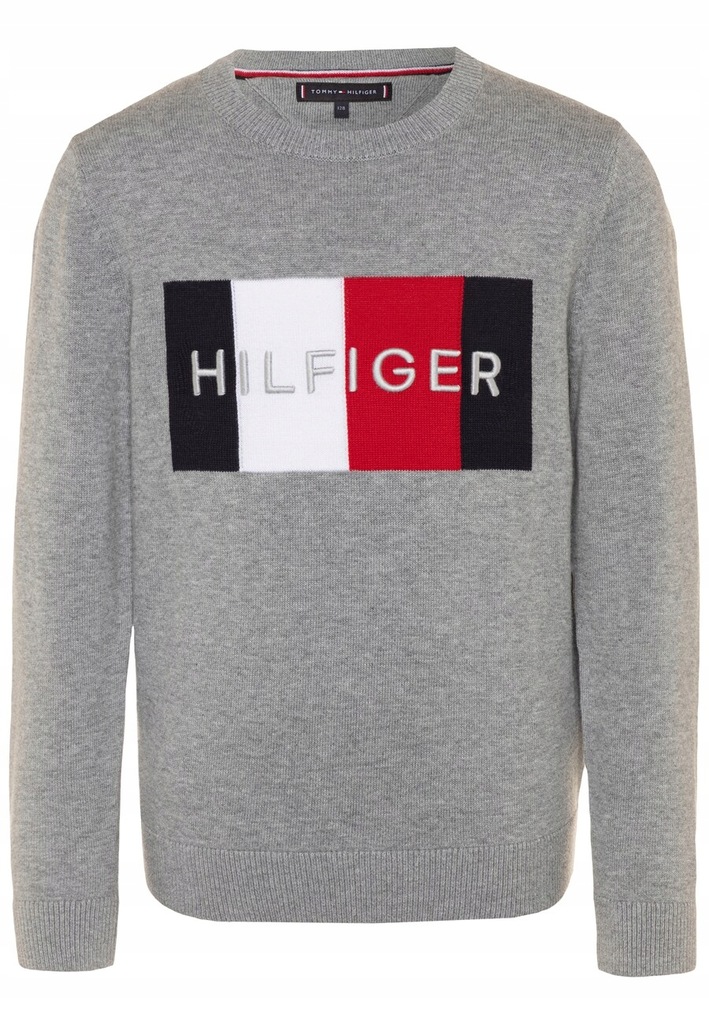 TOMMY HILFIGER SWETEREK DZIECIĘCY SZARY 128 1BGC