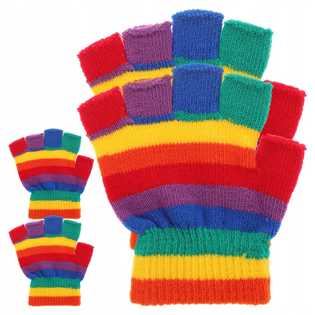 2 Pairs Children Knitted Gloves Kid Knitted