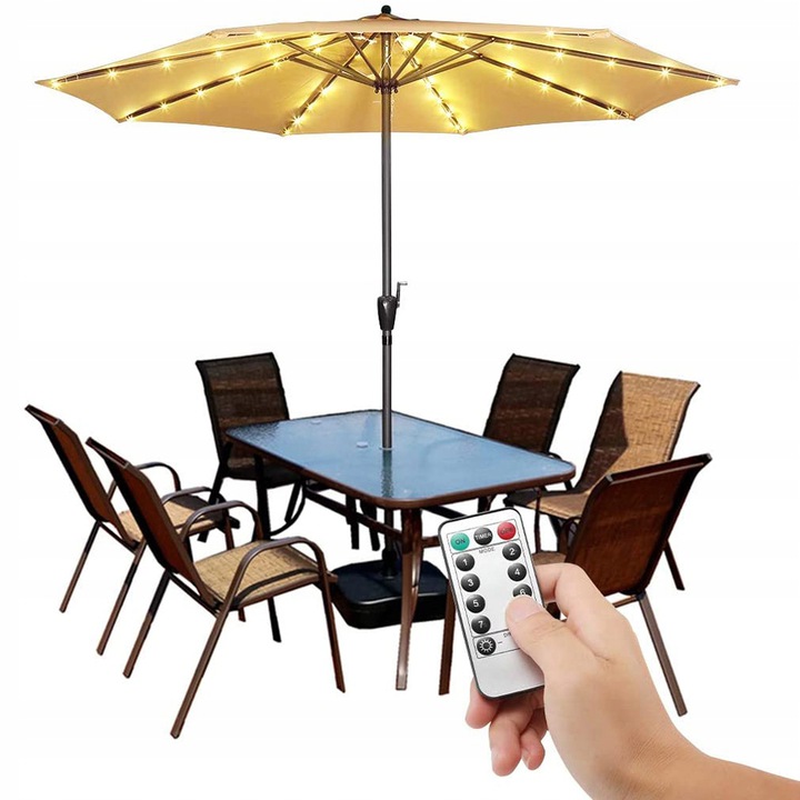 Lampki solarne LED pod parasol HI ciepłe białe 130 cm