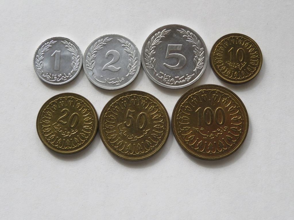 Tunezja - zestaw monet 1 - 100 millim
