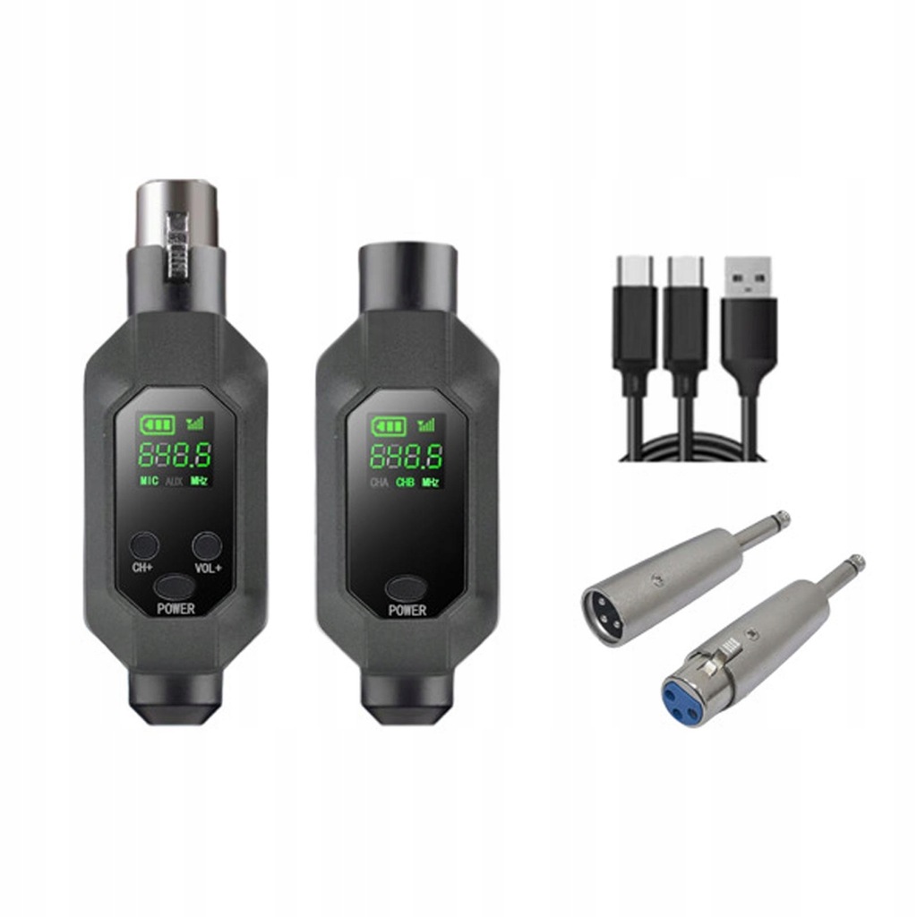 Mic Transmitter Receiver Rechargeable Microphone Adapter for Dynamic 2in1
