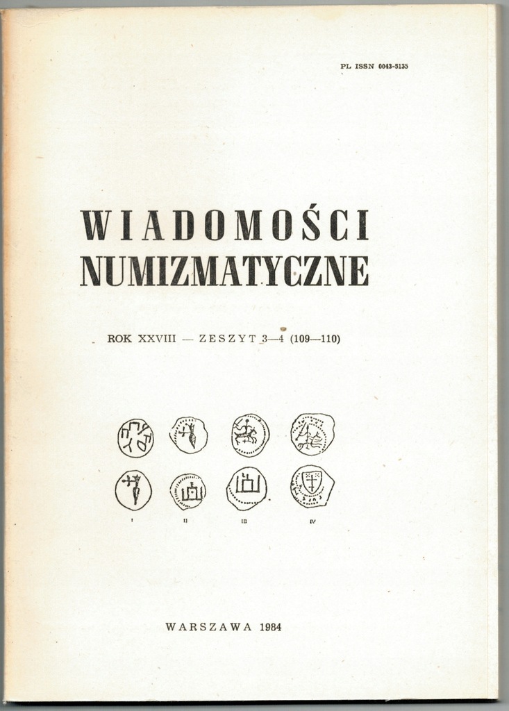 Wiadomości numizmatyczne XXVIII Zeszyt 3-4 109-110