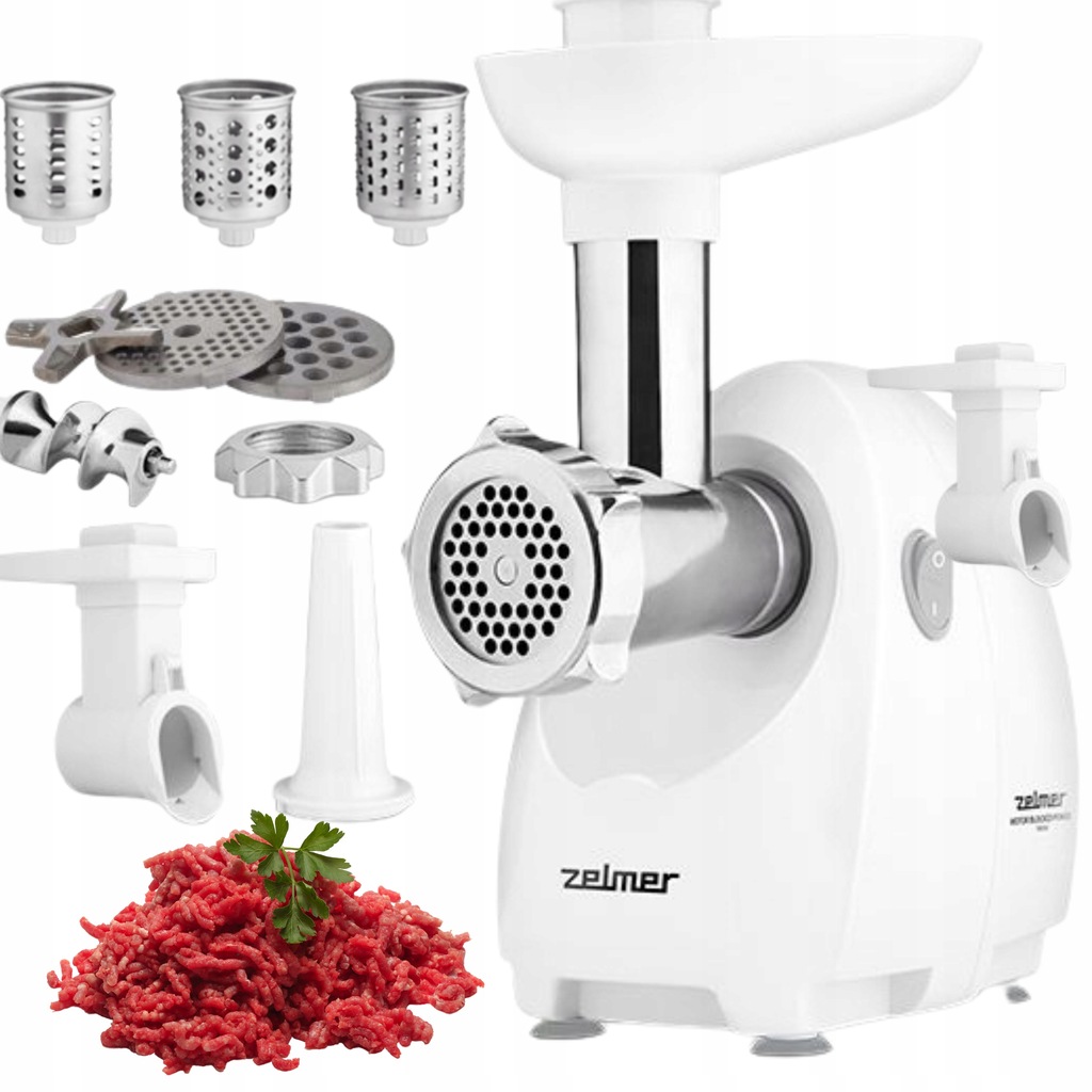 MASZYNKA DO MIĘSA ZELMER 1900 ELEKTRYCZNA MASZYNKA DO MIELENIA MIĘSA ZESTAW