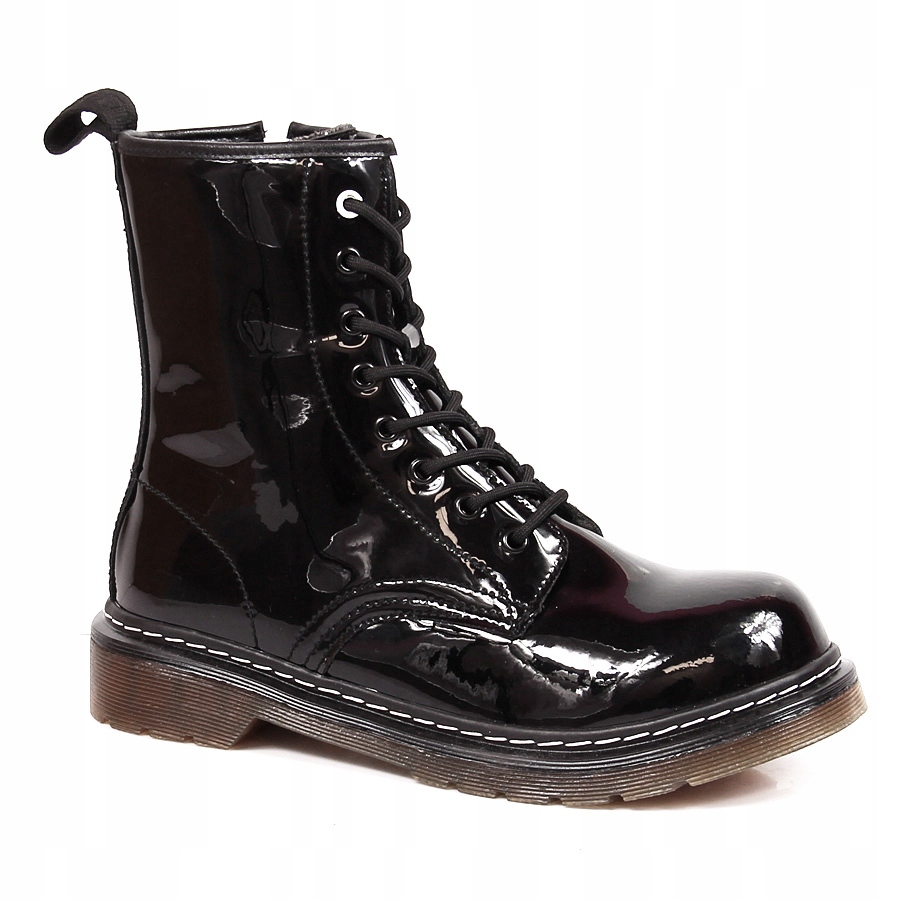 Skórzane botki glany lakierowane czarne FILIPPO 37