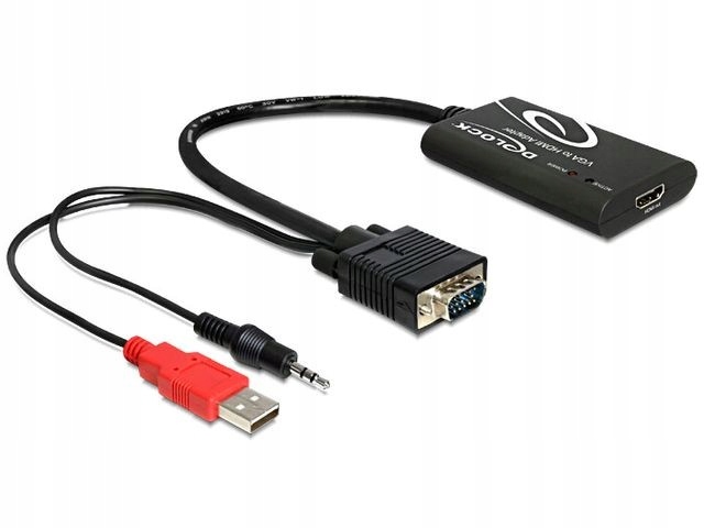Adapter VGA(M)+Audio 3.5mm Jack(M)+Power USB AM-)