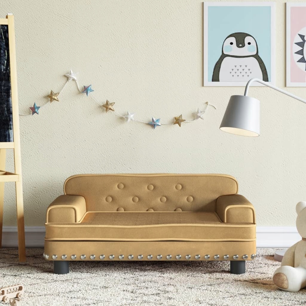 VidaXL Sofa dla dzieci, brązowa, 70x45x30 cm, aksa