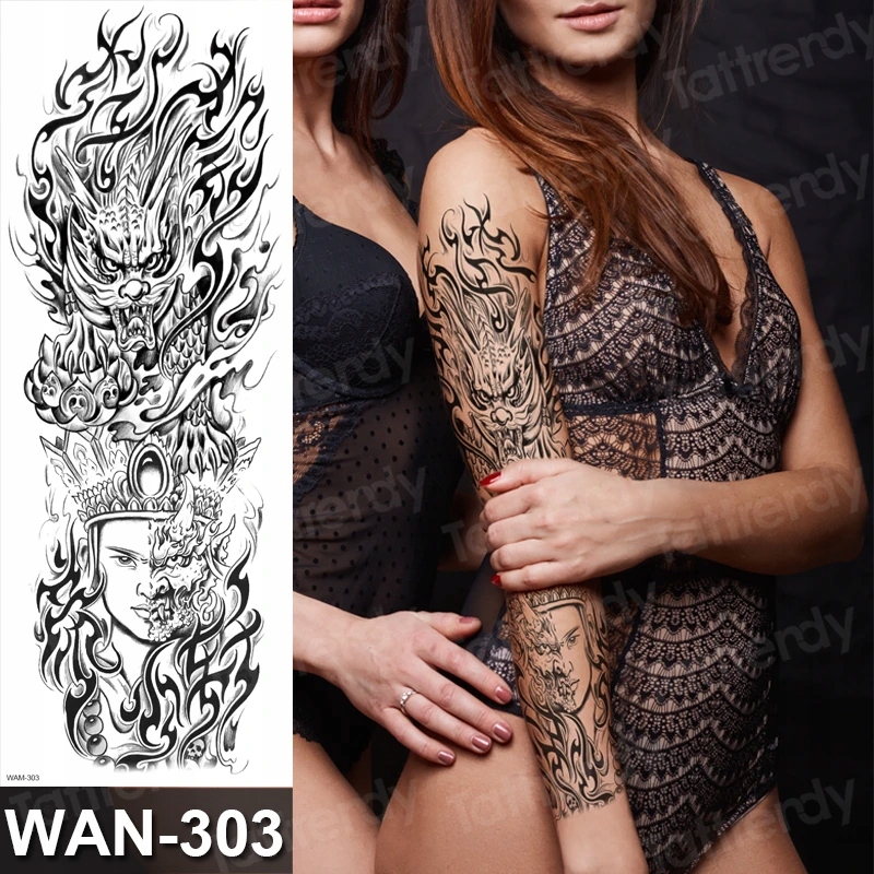 Tymczasowy tatuaż kobiety niestandardowe piwonia lotos ryby tatuaż cia