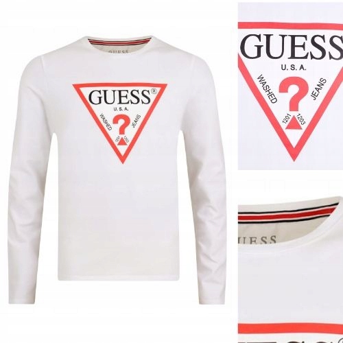 LONGSLEEVE CBIAŁA KOSZULKA RĘKAWEM MĘSKA GUESS XL