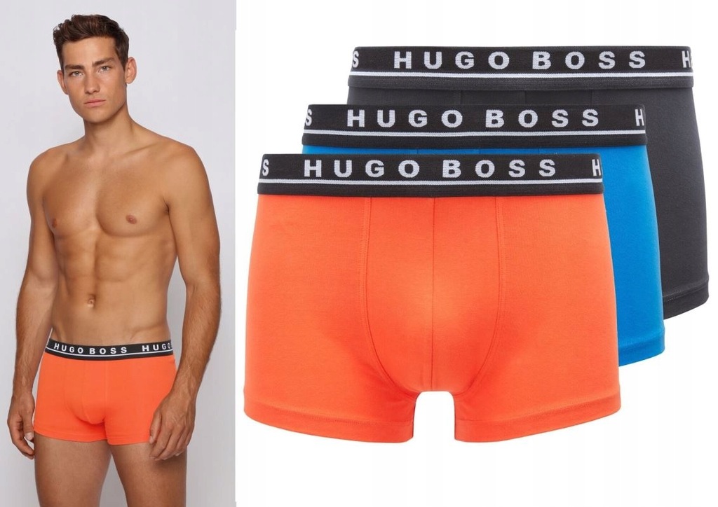 HUGO BOSS CZARNE/POMARAŃCZOWE MĘSKIE BOKSERKI M