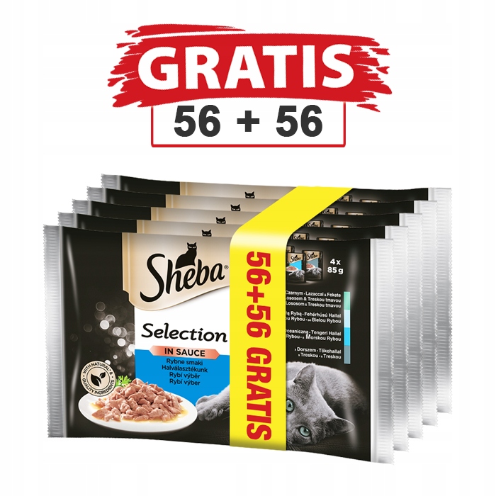 SHEBA SELECTION Smaki rybne w sosie 56+56 GRATIS