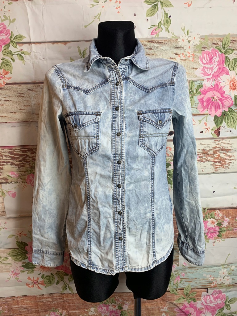 BERSHKA Koszula Jeansowa Damska DIY Ombre S 36