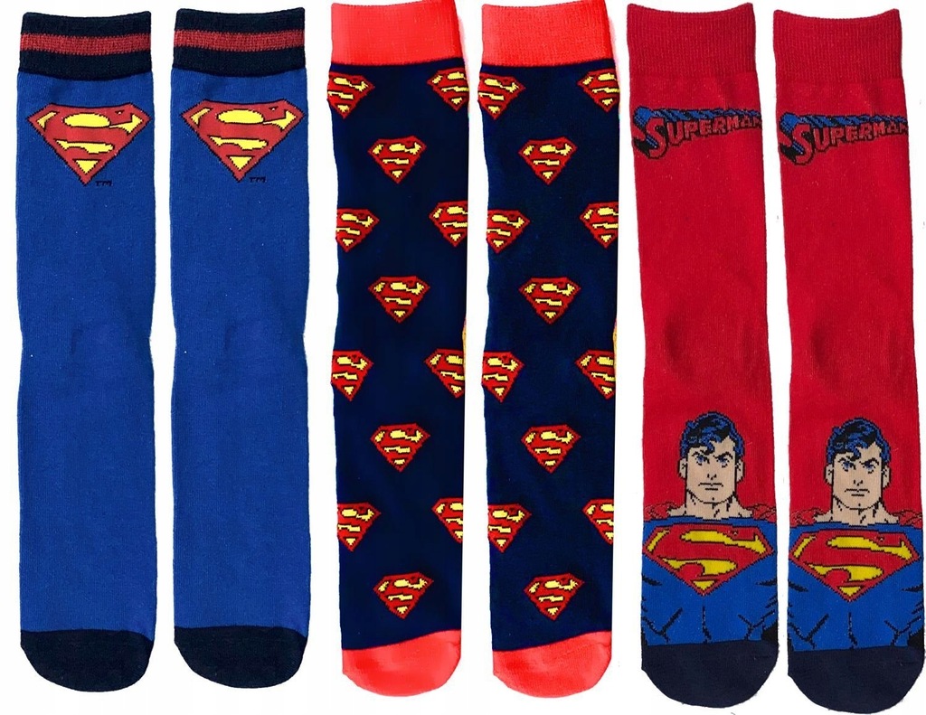 Skarpety skarpetki SUPERMAN rozm 35/37 WYSOKIE