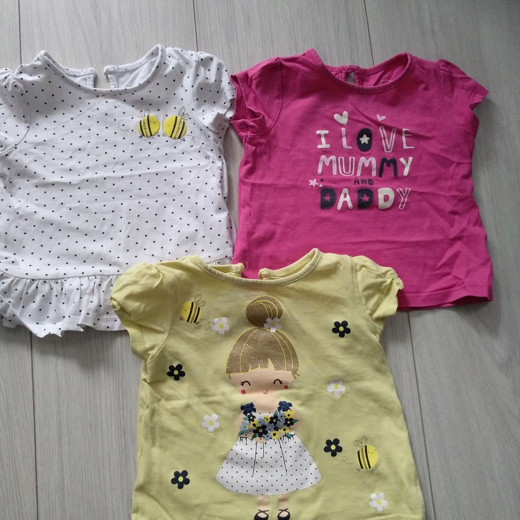 Bluzki t-shirty dla dziewczynki 3 szt Baby Club 74