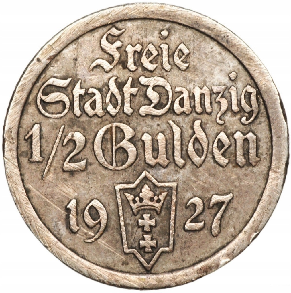 Wolne Miasto Gdańsk - 1/2 guldena 1927 KOGA - Bardzo RZADKIE