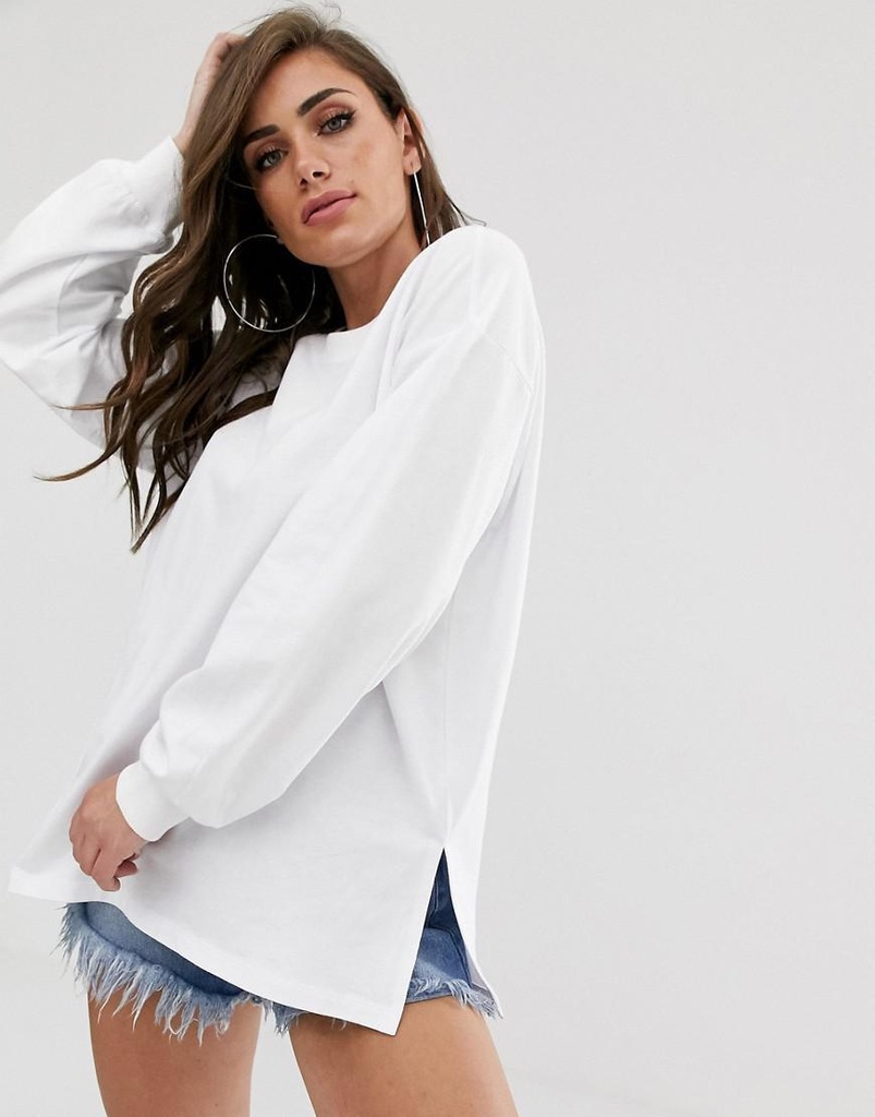 ASOS__XDI BIAŁA BLUZA OVERSIZE Z ROZCIĘCIAMI__XXS