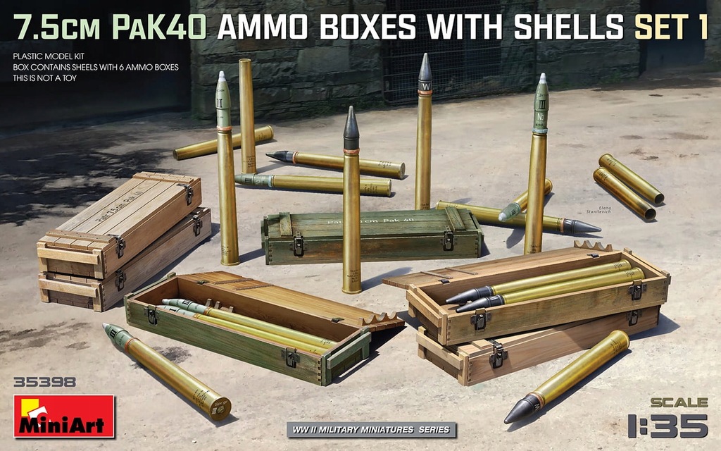 MINIART 35398 1:35 7.5cm PaK40 Ammo Boxes w/Shells