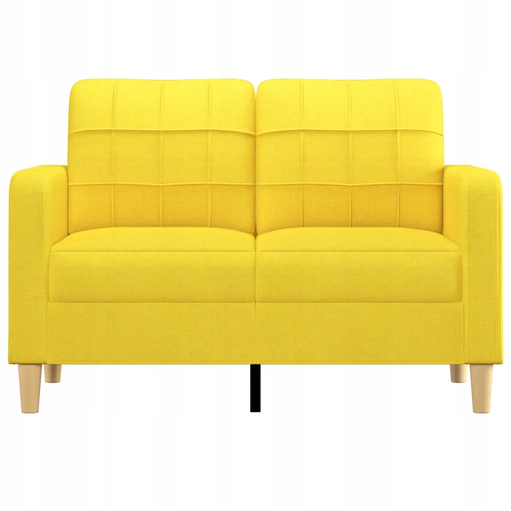 vidaXL Sofa 2-osobowa, jasnożółta, 120 cm, tapicerowana tkaniną