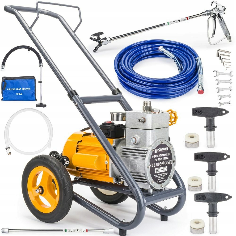 Agregat MALARSKI Pistolet Hydrodynamiczny 1500W Wąż 15m 4L/min 225BAR 3XDYS