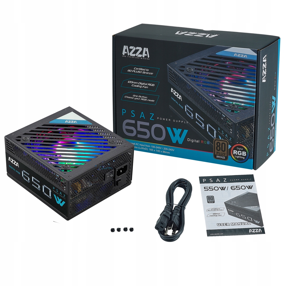 Купить AZZA PSAZ 650W 80+ Bronze RGB компьютерный блок питания: отзывы, фото, характеристики в интерне-магазине Aredi.ru