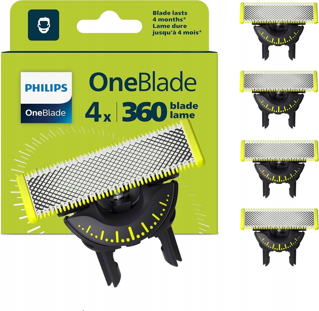 Wymienne Ostrza Do Golarki Philips OneBlade QP440/50 Twarz Ciało 4szt.
