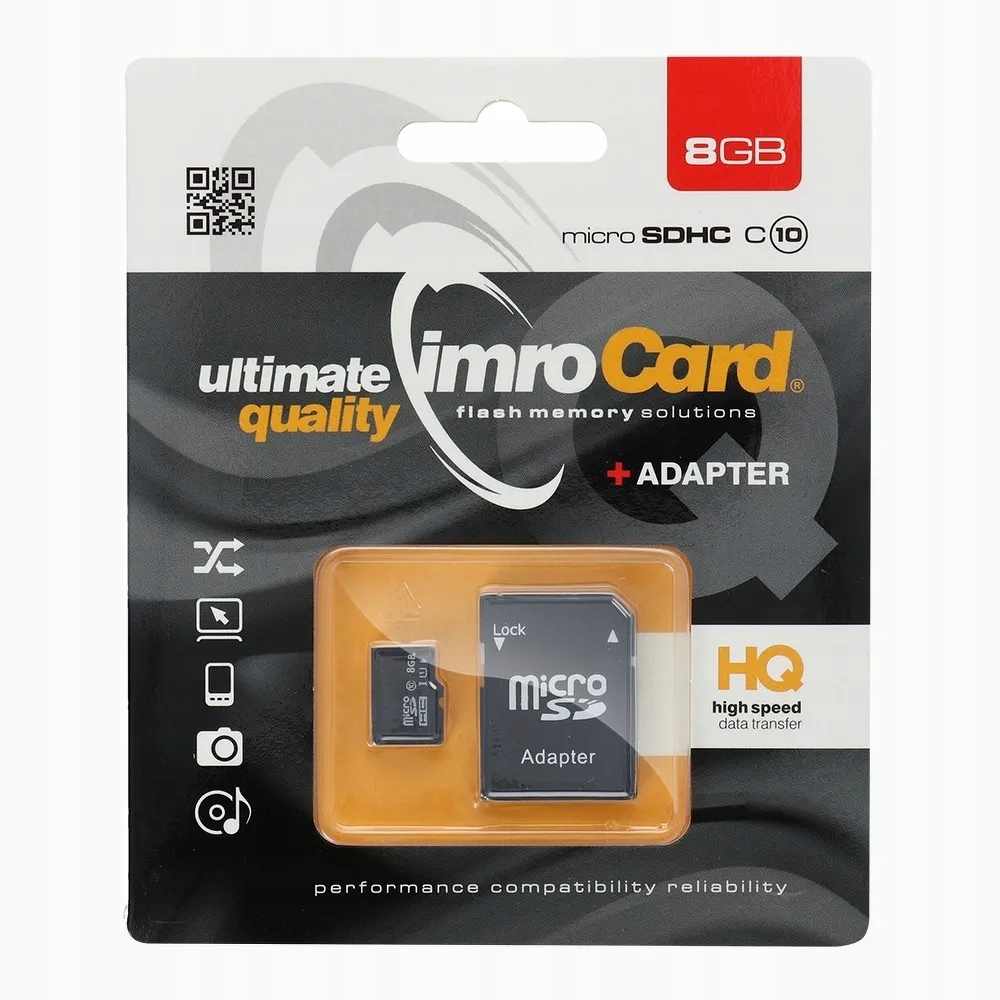 IMRO karta pamięci microSD 8GB 100MB/s class 10 UHS I z adapterem SD