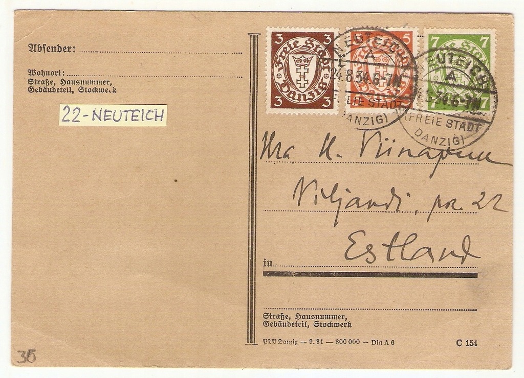 Danzig #22 - karta pocztowa - NEUTEICH - Neut 14.0