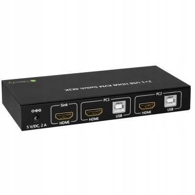 TECHLY PRZEŁĄCZNIK KVM HDMI USB 2X1 Z AUDIO 4KX2K