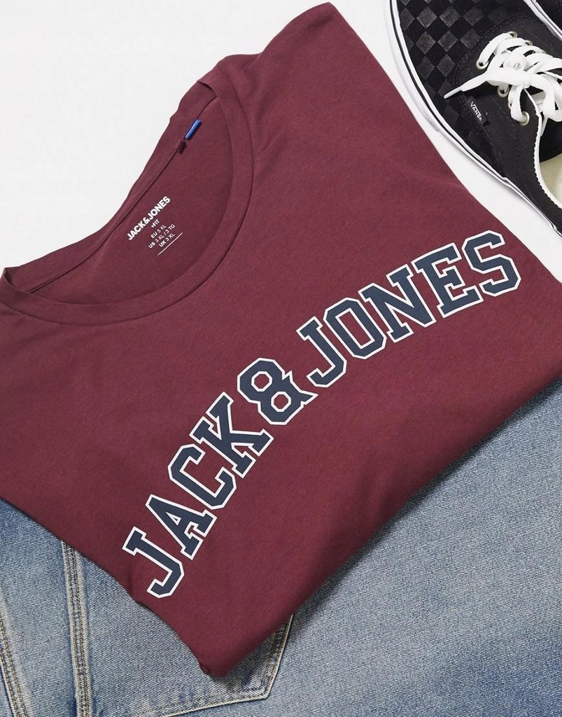 I3E119*JACK&JONES T-SHIRT BORDOWY 48 4XL T01