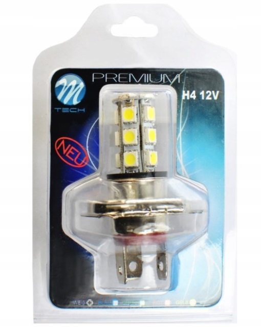 ŻARÓWKA DIODA LED H4 12V 18xSMD5050 BIAŁA LBX44