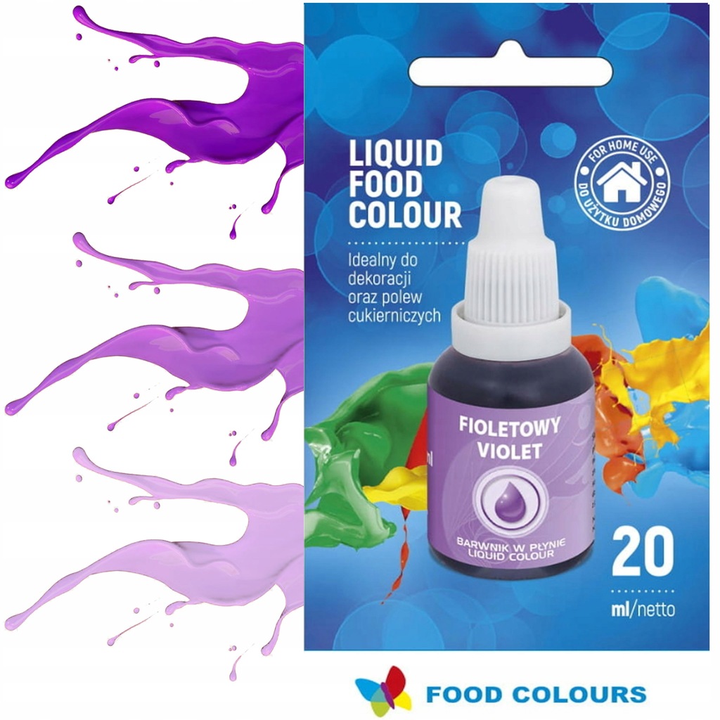 WYDAJNY BARWNIK SPOŻYWCZY W PŁYNIE FIOLET DO TORTU CIAST 20ml FOOD COLOURS