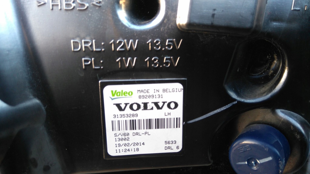 VOLVO S60 V60 LIFT 2013 2018 DRL HALOGEN LED LEWY