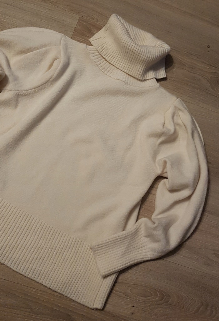 Sweter golf MANGO 36 S akryl bufki szerokie rękawy