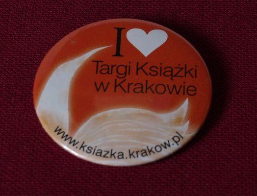 Przypinka I love Targi Książki w Krakowie