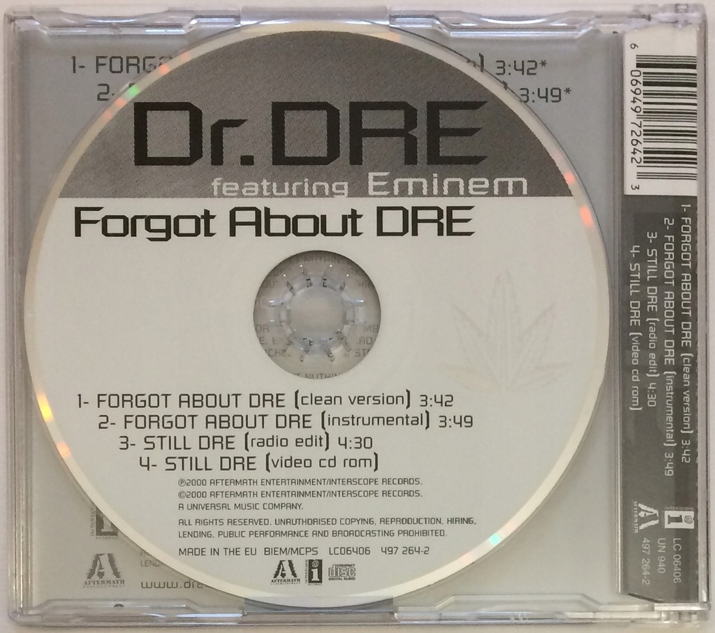 Купить Доктор Dre с участием Эминема - Forgot About Dre [CD]: отзывы, фото, характеристики в интерне-магазине Aredi.ru