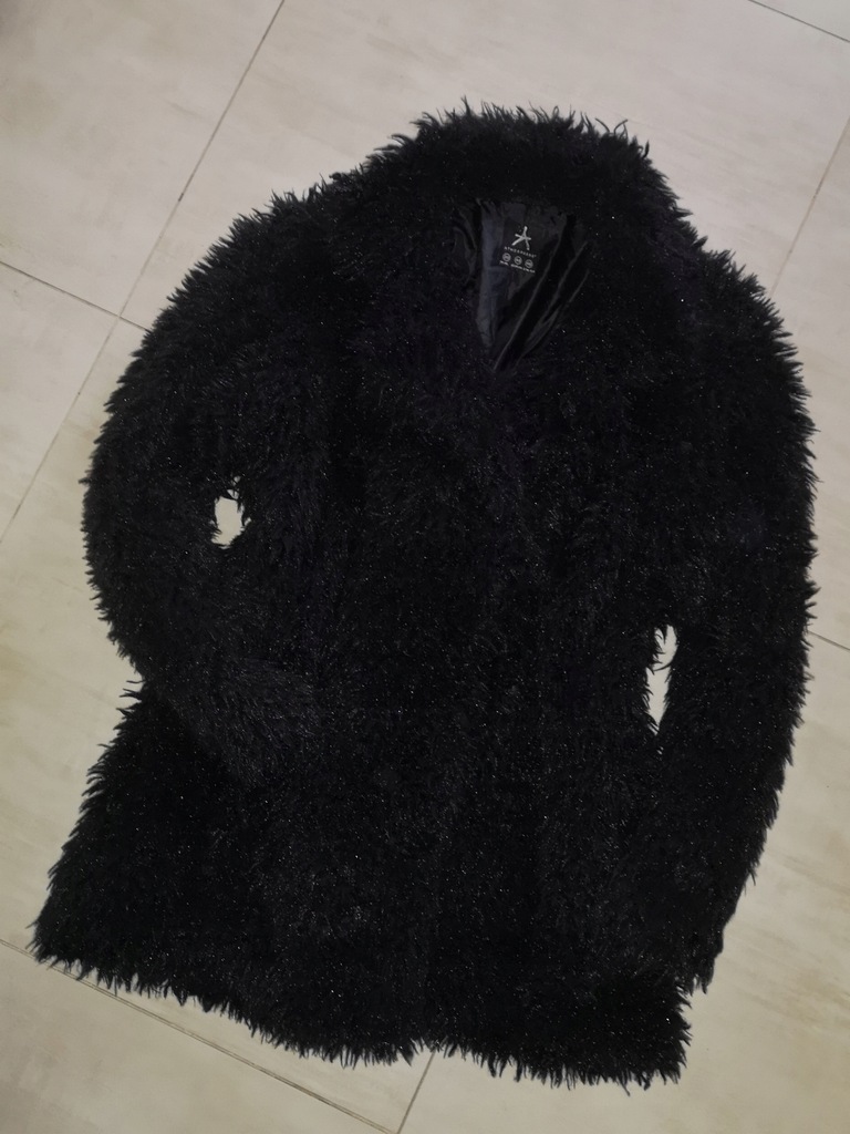 ATMOSPHERE czarne futerko płaszcz ciepłe roz 48