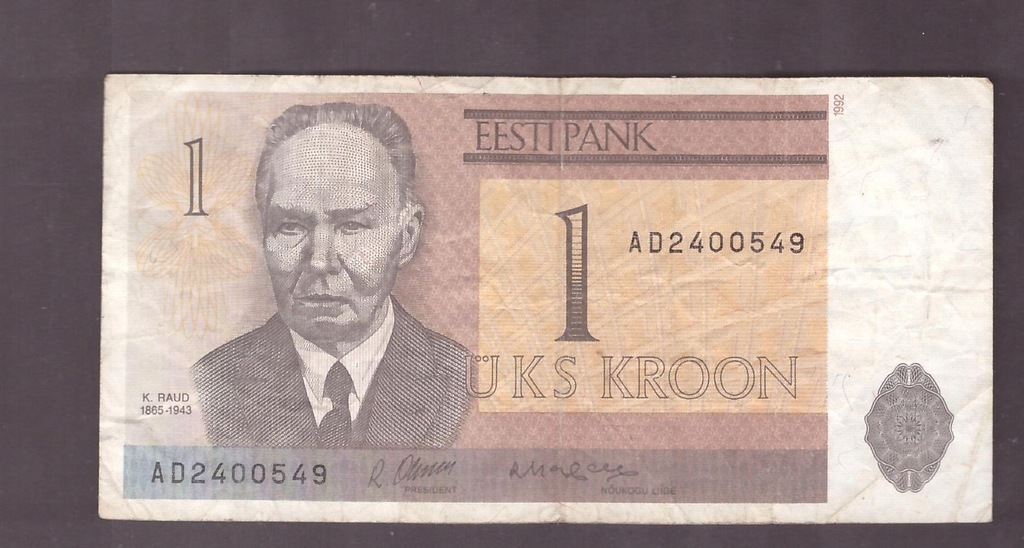 Estonia - banknot - 1 Korona 1992 rok