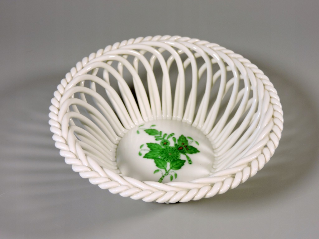 Koszyk patera ażur porcelana Herend zielony design Apponyi