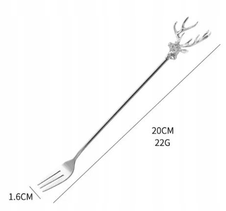 Łoś, Jeleń ze stali nierdzewnej widelczyk deserowy kolor SREBRNY