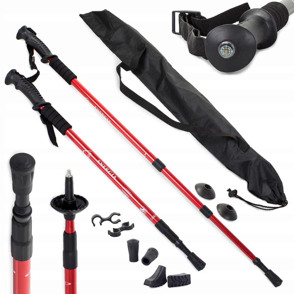 KIJKI NORDIC WALKING TREKKINGOWE 2szt DO CHODZENIA ZESTAW KOŃCÓWKI ŁĄCZNIK