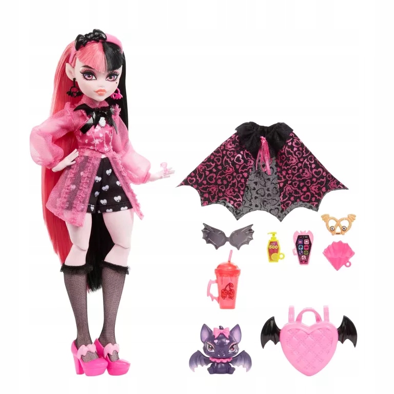 LALKA MONSTER HIGH DRACULAURA + AKCESORIA HHK51