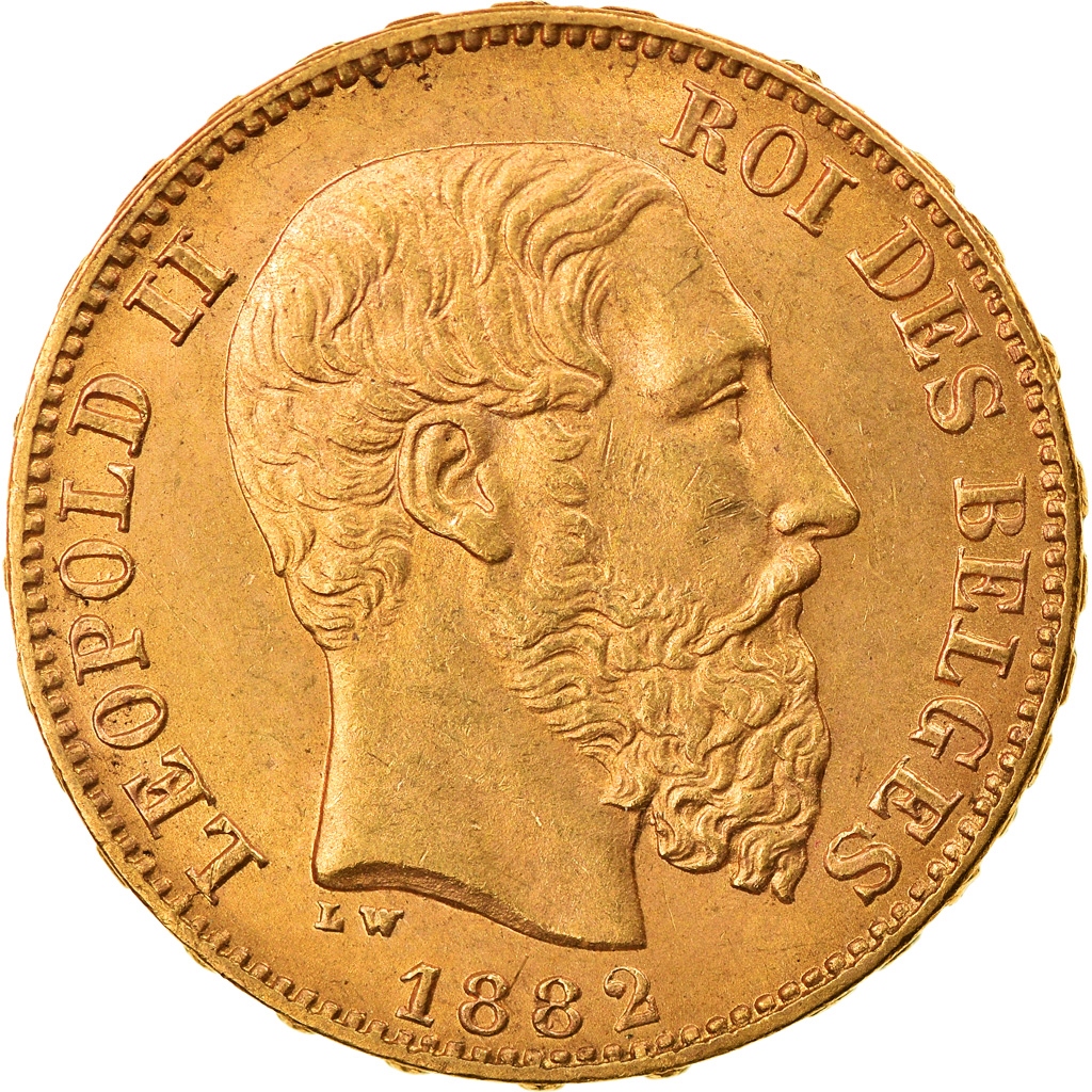 Moneta, Belgia, Leopold II, 20 Francs, 20 Frank, 1