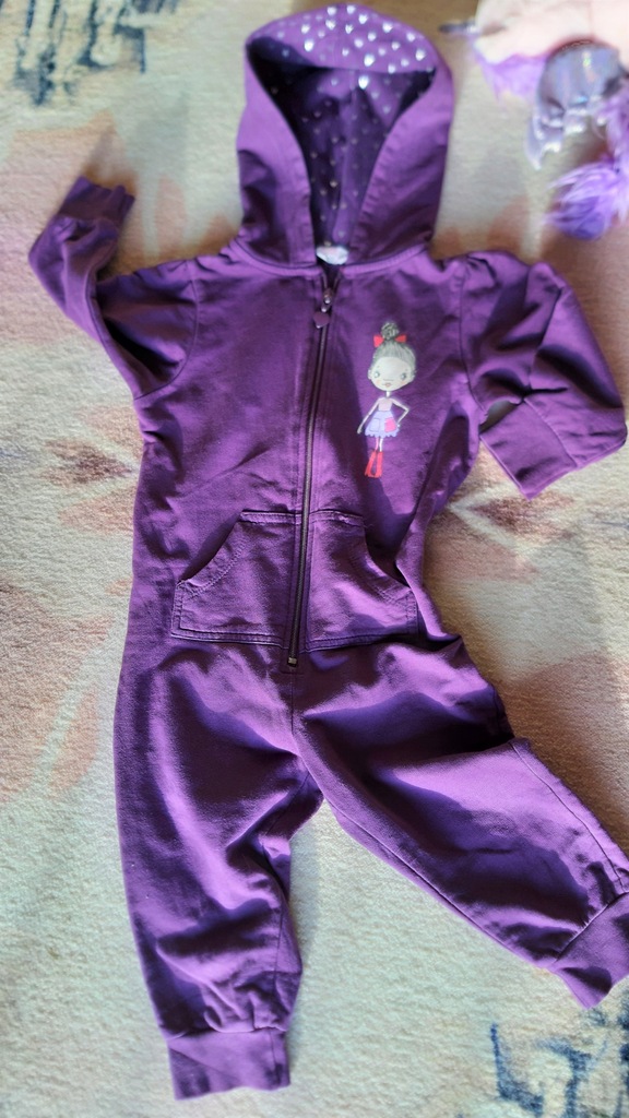 pajacyk onesie H&M 1,5 roku 92 cm, bdb fiolet