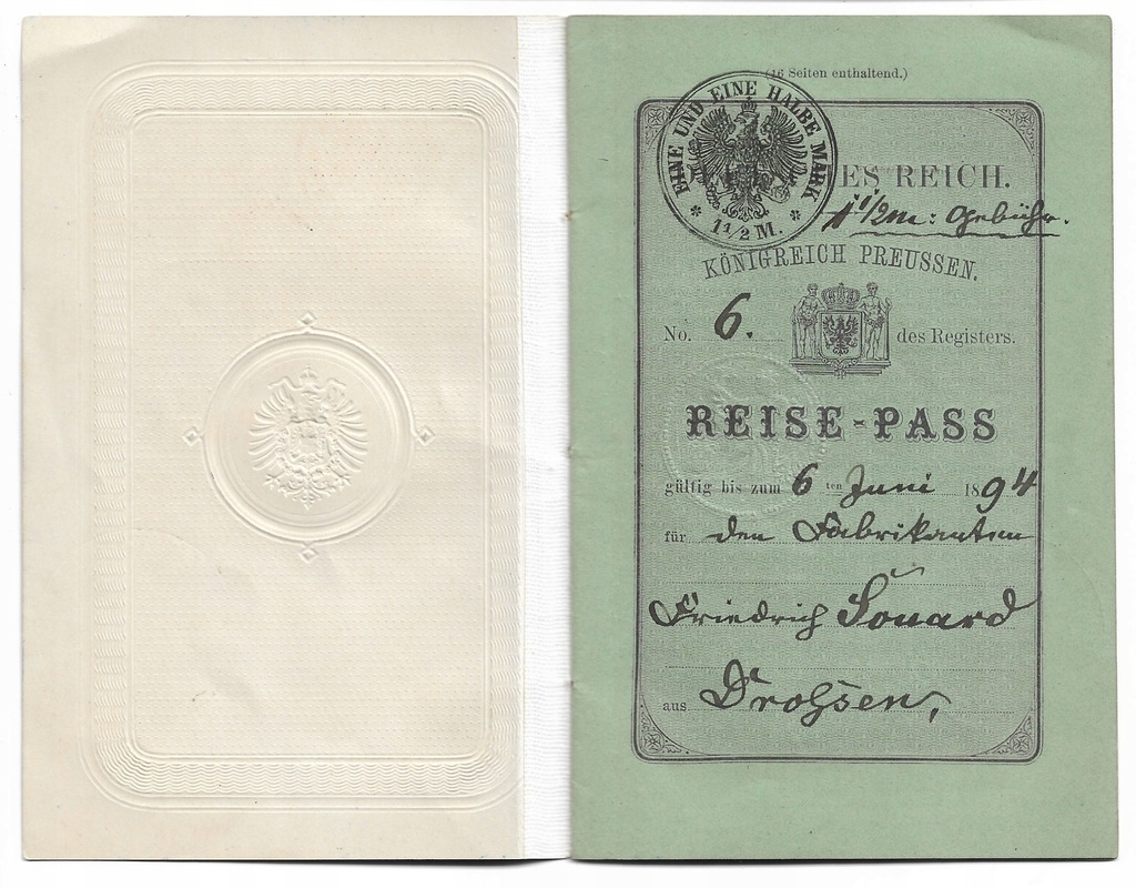Paszport Prusy 1894