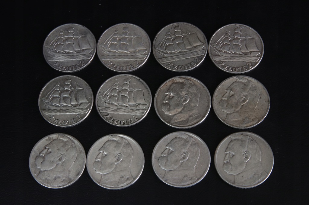 ANK II RP 2 ZŁOTE 1936 ŻAGLOWIEC PIŁSUDSKI 1934 zestaw