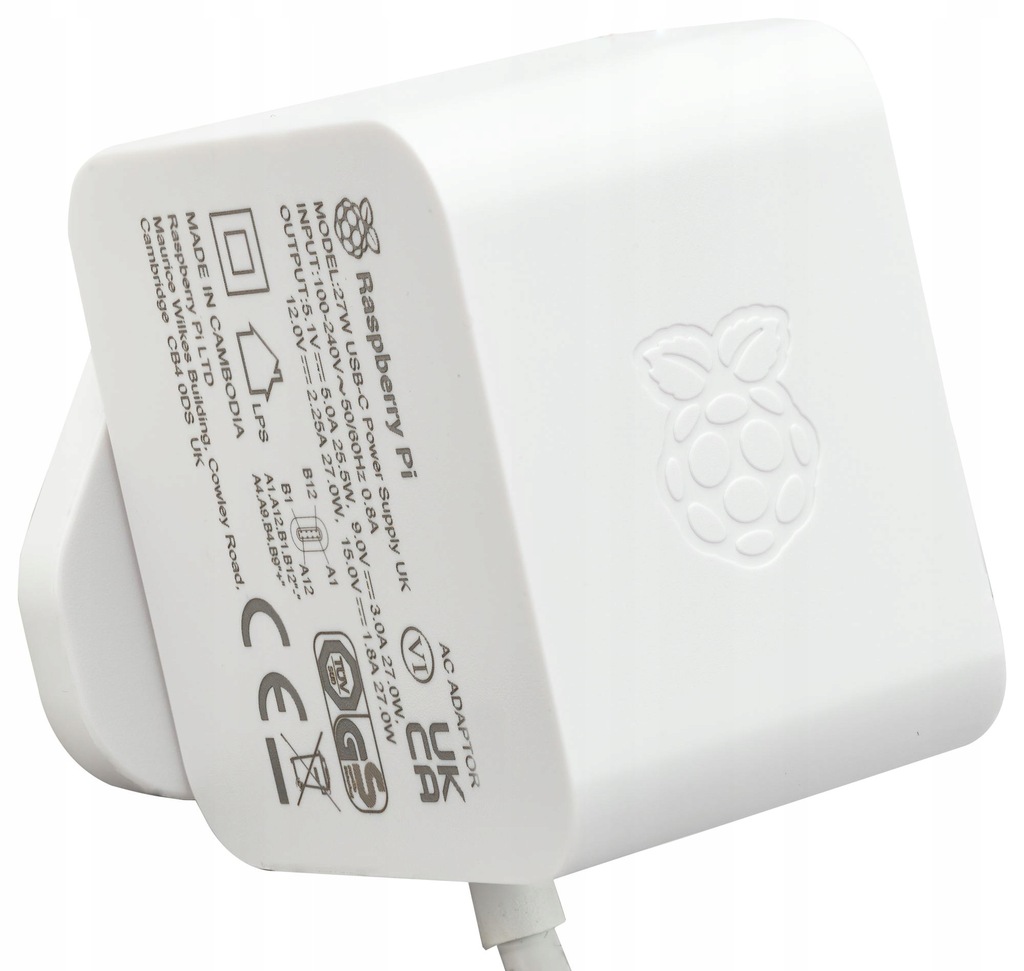 Raspberry Pi 5 27W USB-C Zasilacz Biały EU