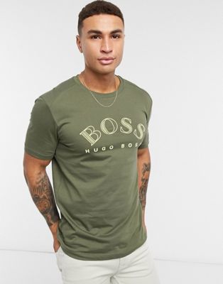 HUGO BOSS T-SHIRT KHAKI Z LOGO PROSTY 3XL 2AOA