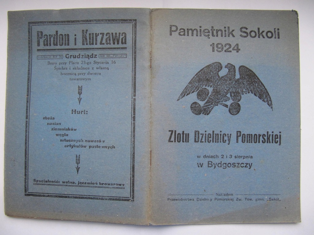 1924 rok, BYDGOSZCZ. Towarzystwo Gimnastyczne SOKÓŁ. Zlot Sokoli