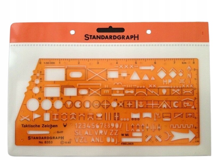 Architektenschablone Standardgraph ST7302 - Maßstab 1:100 Orange