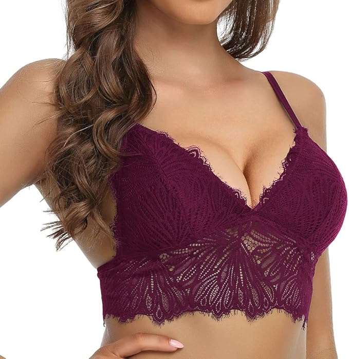 BIUSTONOSZ DAMSKI KORONKOWY BORDOWY M