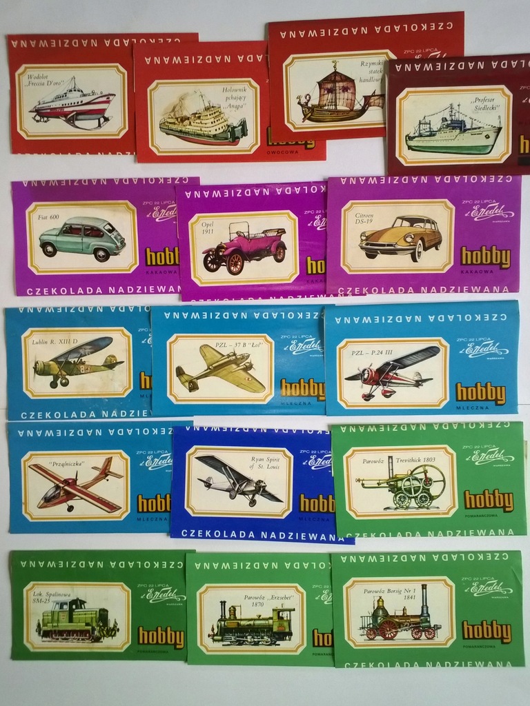 Opakowania po czekoladach Hobby Wedel x 16 PRL - 14181677286 - oficjalne  archiwum Allegro